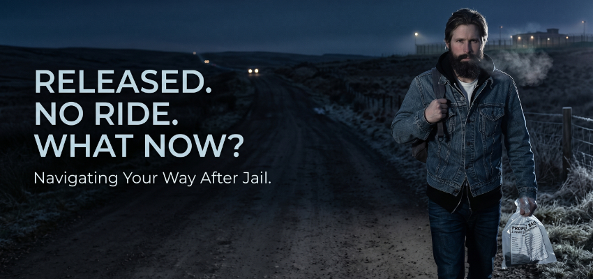 Person leaving a jail facility and meeting a ride home