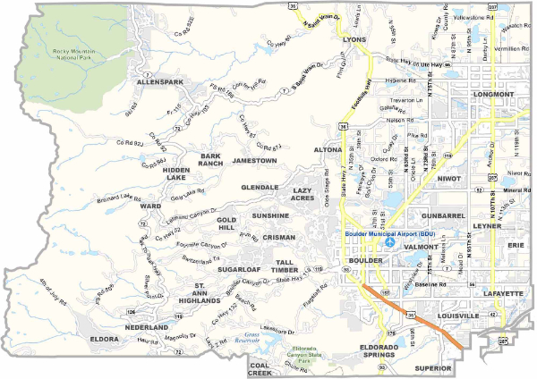Map of Boulder County, Colorado