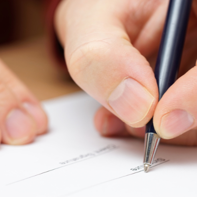 Signing a bail bond contract