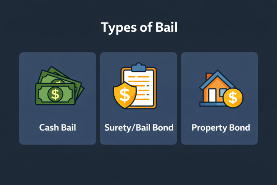 Illustration of different types of bail