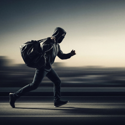 Image of a criminal running from the law