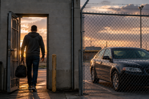 Person leaving jail while a car remains in impound