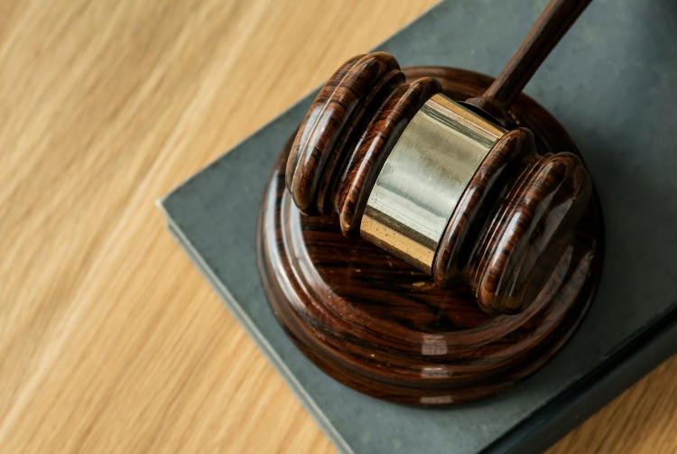 Gavel on wooden desk